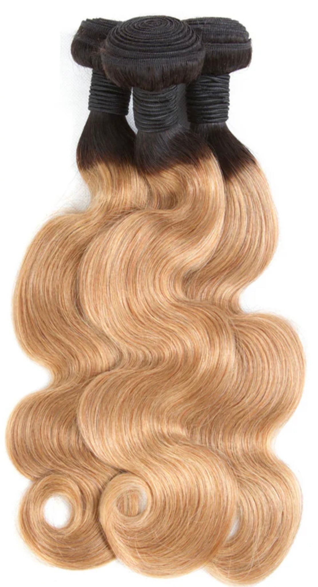 1B/27 Honey Blonde Ombre Body Wave Hair Bundles | Dark Root to Golden Blonde | 100% Human Hair Weave