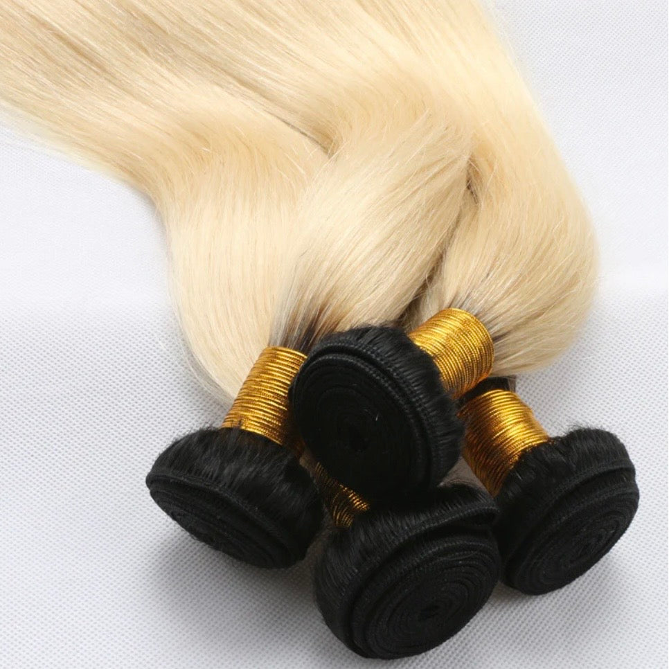 Luxury 1B/613 Platinum Blonde Ombre Straight Human Hair Bundles – 100% Virgin Hair
