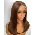 Chocolate Brown Mid-Length Lace Front Wig with Face-Framing Layers