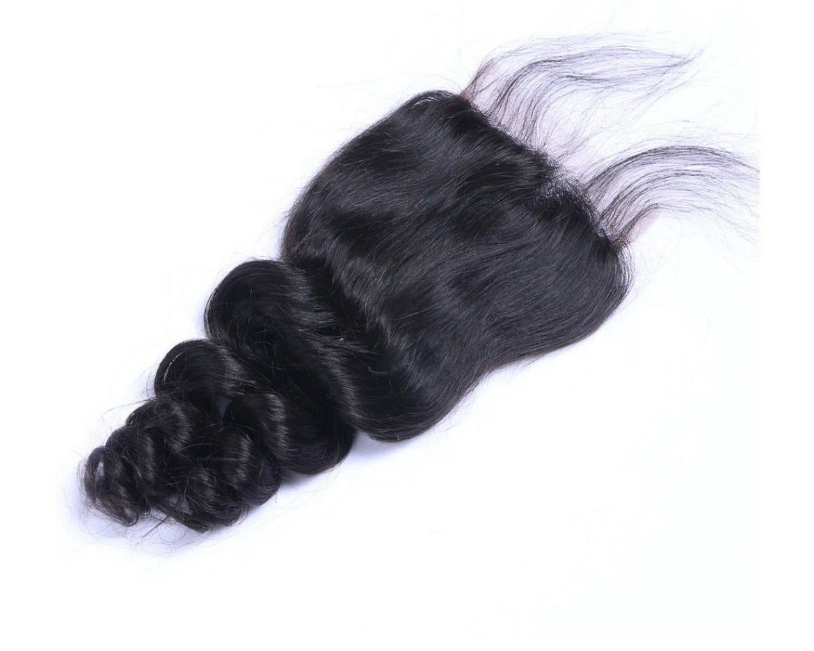 Premium Loose Wave Lace Closure - 4x4 Pre-Plucked Human Hair Closure with Baby Hair
