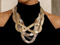 The Hera Statement Necklace – Two-Tone Hand-Woven Mixed Metal Collar