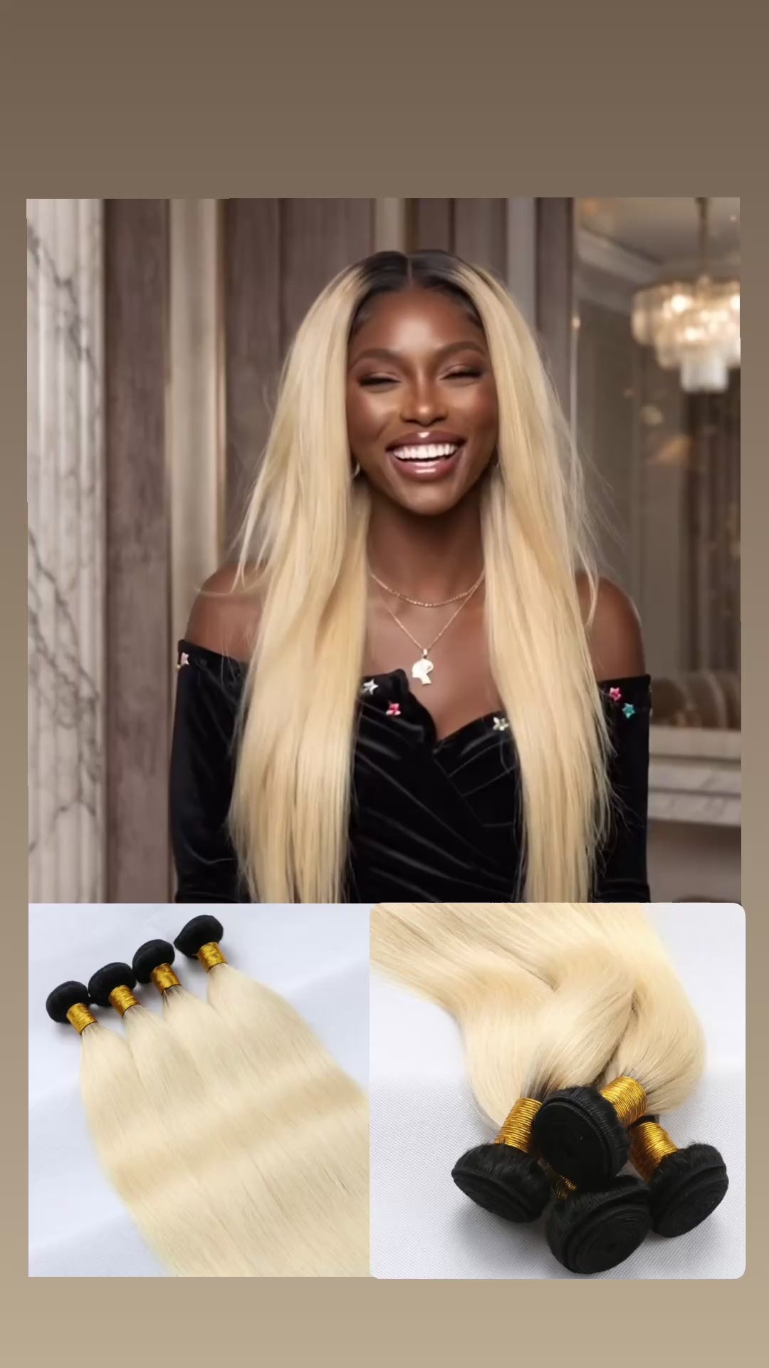 Luxury 1B/613 Platinum Blonde Ombre Straight Human Hair Bundles – 100% Virgin Hair